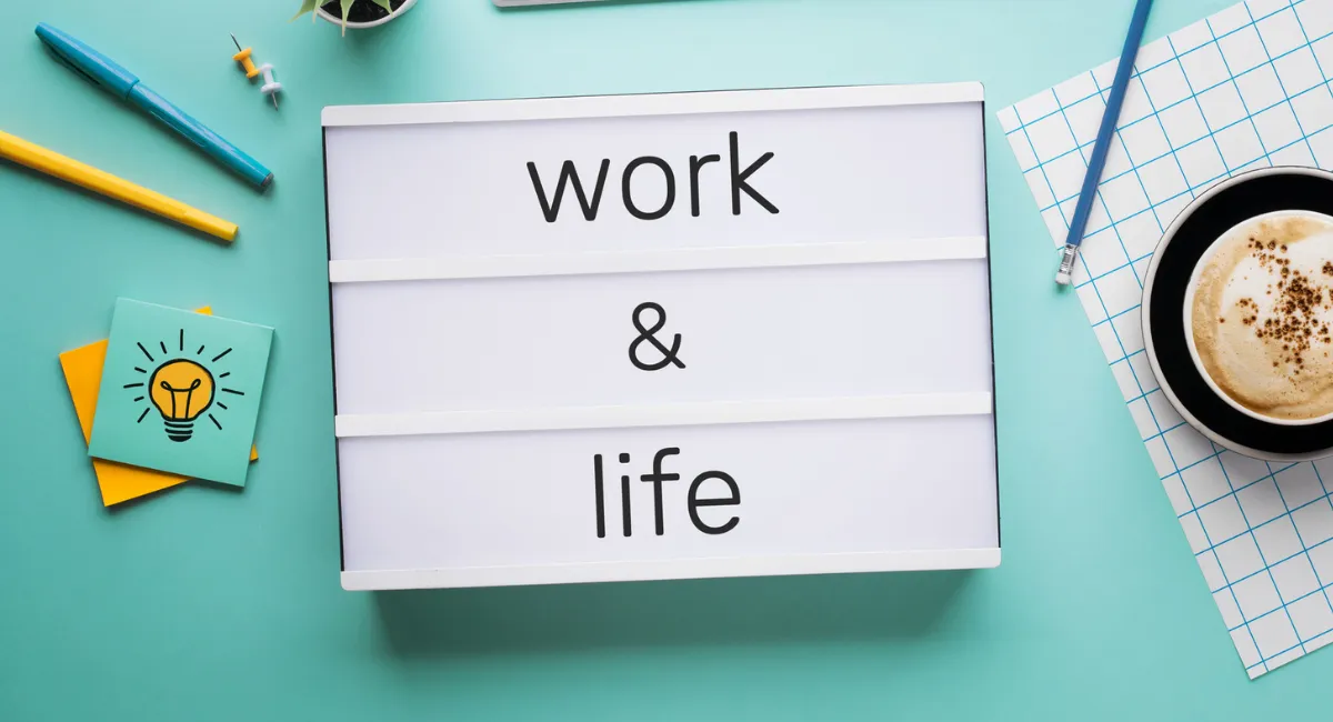 Konzept der Work-Life-Balance mit "Work" & "Life"